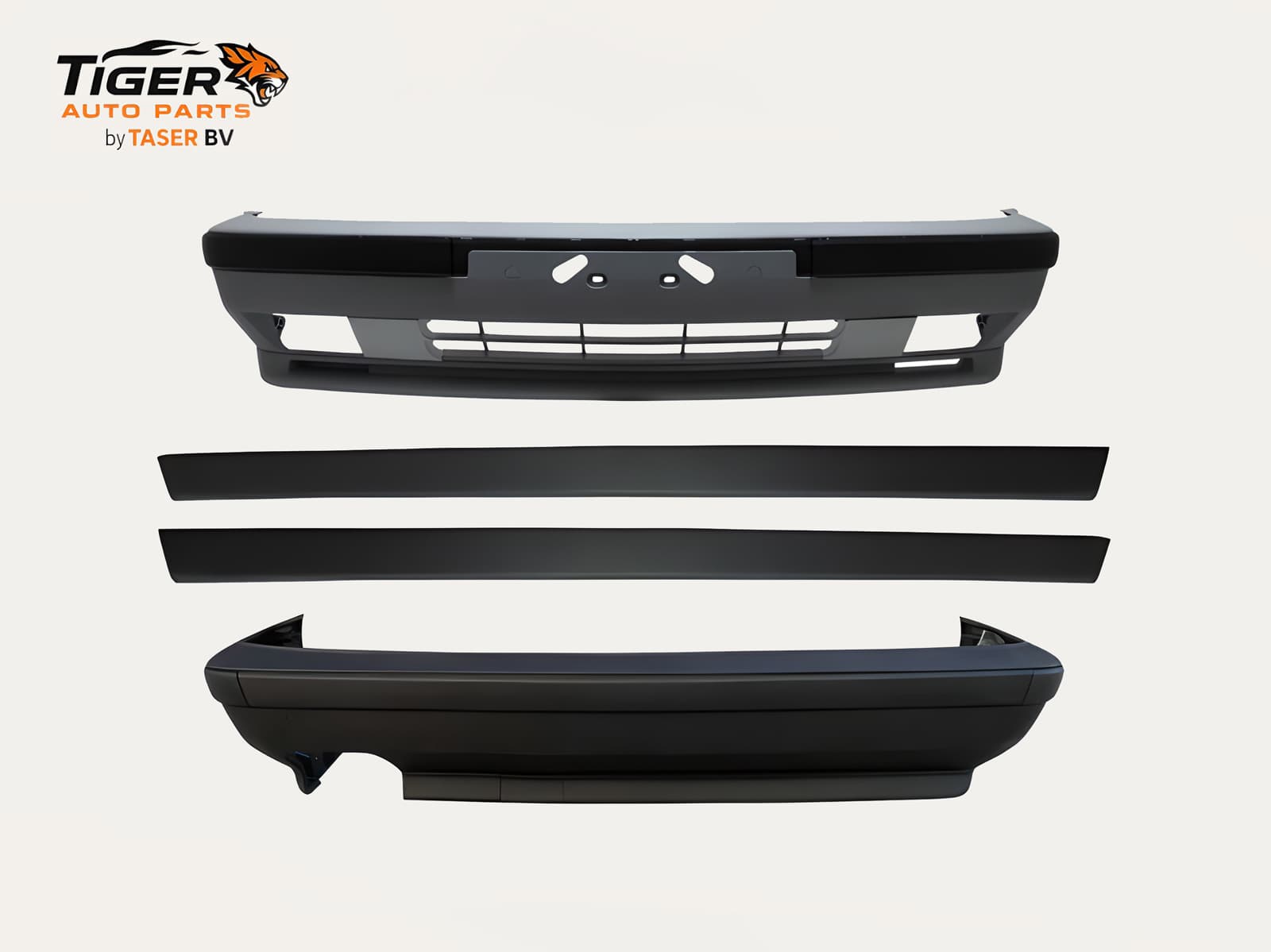 Bodykit voor BMW E34 (1988-1995) in M5-stijl met dubbele uitlaat uitsparing.
