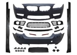 BMW 5-SERIE F10 10-13 BODY KIT COMPLETE BUMPER SET MET KOPLAMPSPROEIERS, MISTLAMPGATEN, PDC VOOR & ACHTER, 4-UITLAAT + SIDESKIRTS M5-STIJL