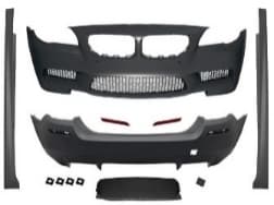 BMW 5-SERIE F10 LCI 10-16 BODY KIT COMPLETE BUMPER SET MET KOPLAMPSPROEIERS, PDC VOOR & ACHTER, 4-UITLAAT + SIDESKIRTS M5-STIJL