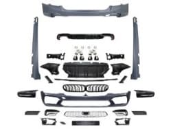 BMW 5-SERIE G30 20> BODY KIT ///M5 F90 LCI-STIJL PAKKET: ACHTERBUMPER MET PDC ACHTER, DUBBELE UITLAAT, INCLUSIEF SIDESKIRTS, GRILLE, UITLAATSTUKKEN EN SPIEGELKAPPEN