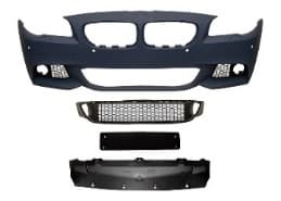 BMW 5-SERIE F10 / F11 10-13 VOORBUMPER COMPLETE MET KOPLAMPSPROEIERS EN PDC M-TECH