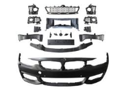 BMW 4-SERIE F32 / F33 / F36 13-20 VOORBUMPER COMPLETE M-TECH MET KOPLAMPSPROEIERS EN PARKEERSENSOR-GATEN