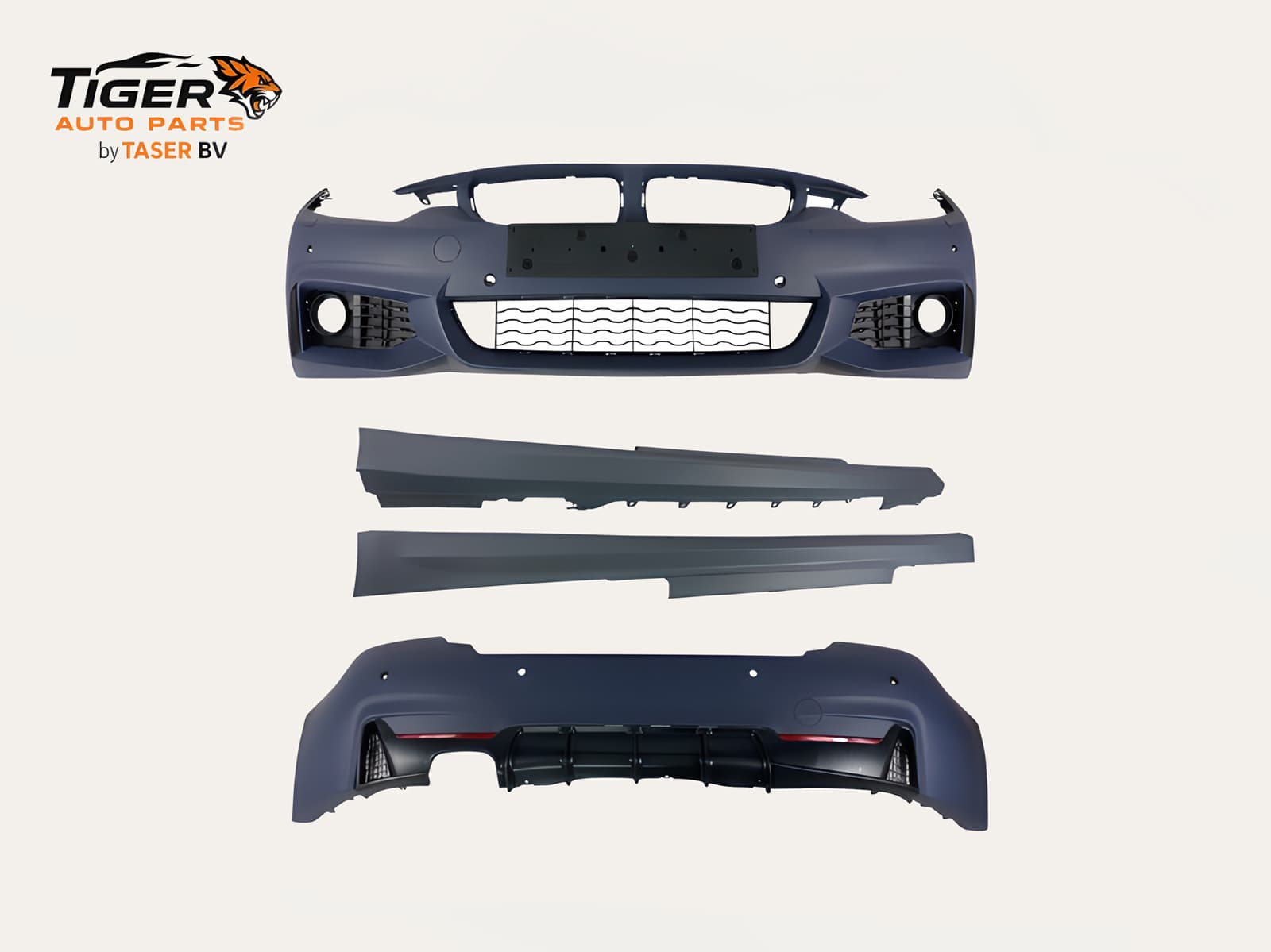 BMW 4-SERIE F32 / F33 13-20 BODY KIT M-TECH BODYKIT: VOOR- & ACHTERBUMPER MET KOPLAMPSPROEIERS, PARKEERSENSOR-GATEN (VOOR & ACHTER), DUBBELE UITLAAT + SIDESKIRTS